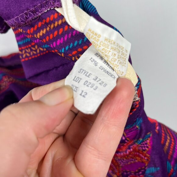 Sirena Deep Purple Paisley Patterned Halter Adjustable One piece swimsuit Sz. 12 - Picture 7 of 9